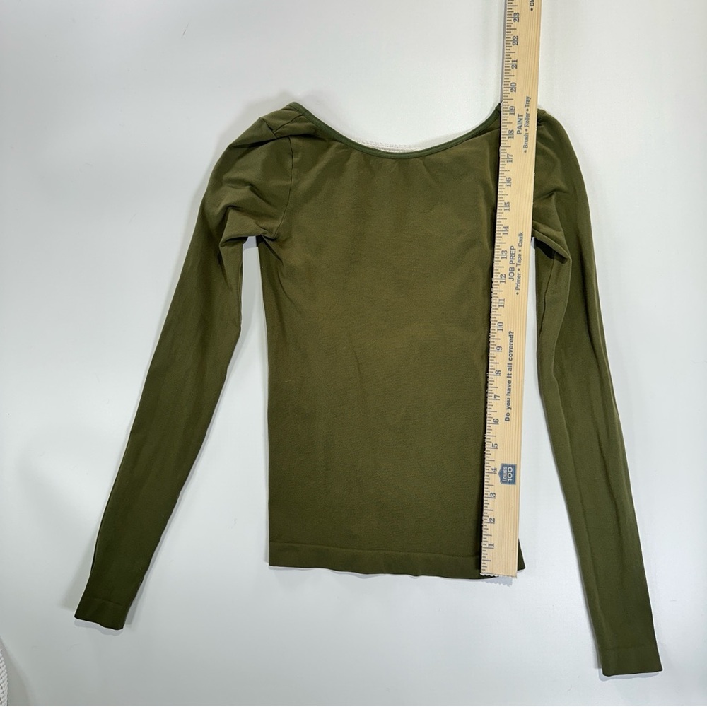 Intimately Free People Open Back Fitted Long Sleeve Top Olive XS S - Picture 5 of 7